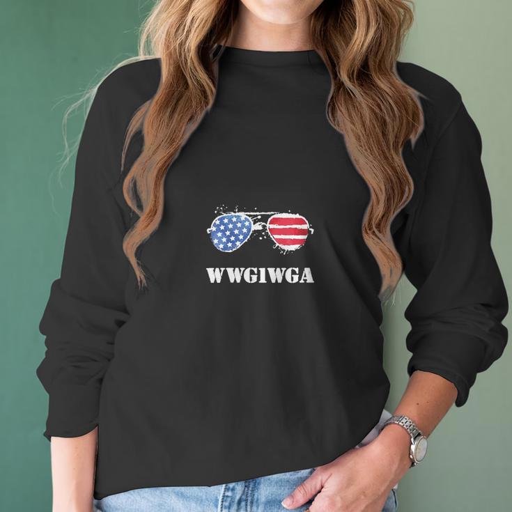 Womens Wwg1wga Qanon Wwg1wga For Q Patriot Q Anon Shirt Women Long Sleeve Tshirt