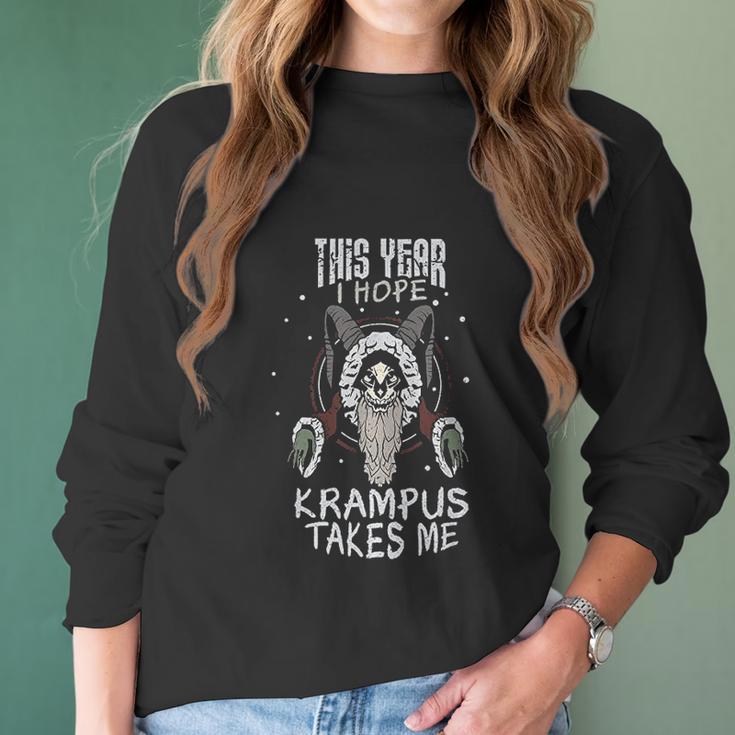 This Year I Hope Krampus Takes Me Christmas Women Long Sleeve Tshirt