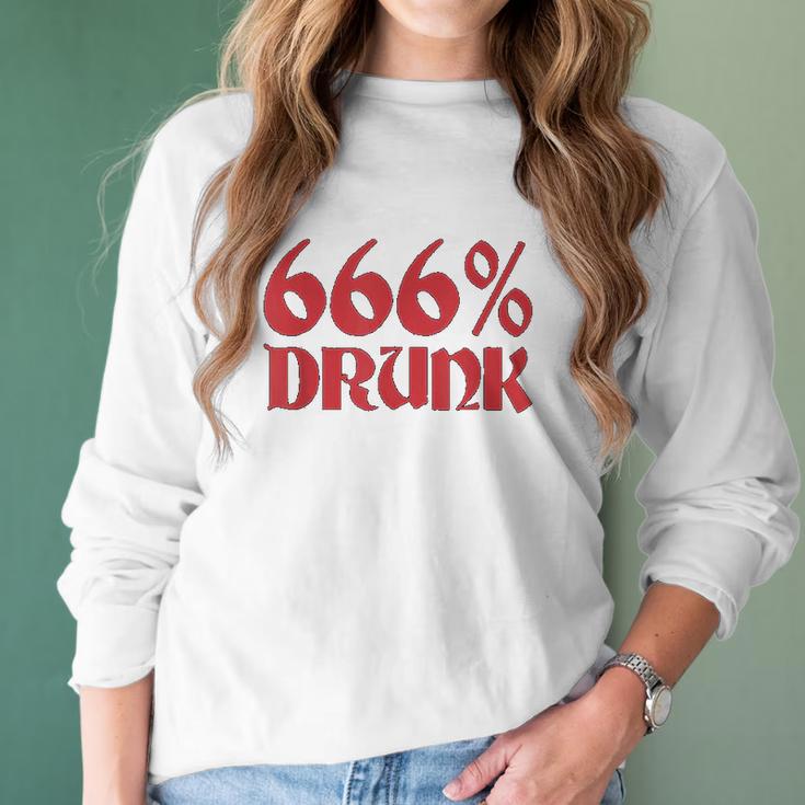 666 Drunk Satanism Women Long Sleeve Tshirt