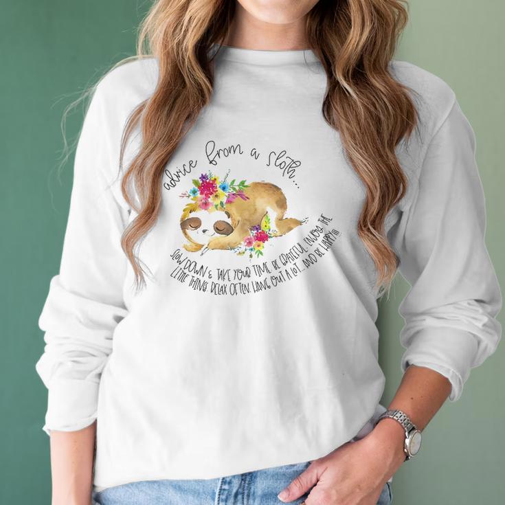 Advice From A Sloth Graphic Women Long Sleeve Tshirt