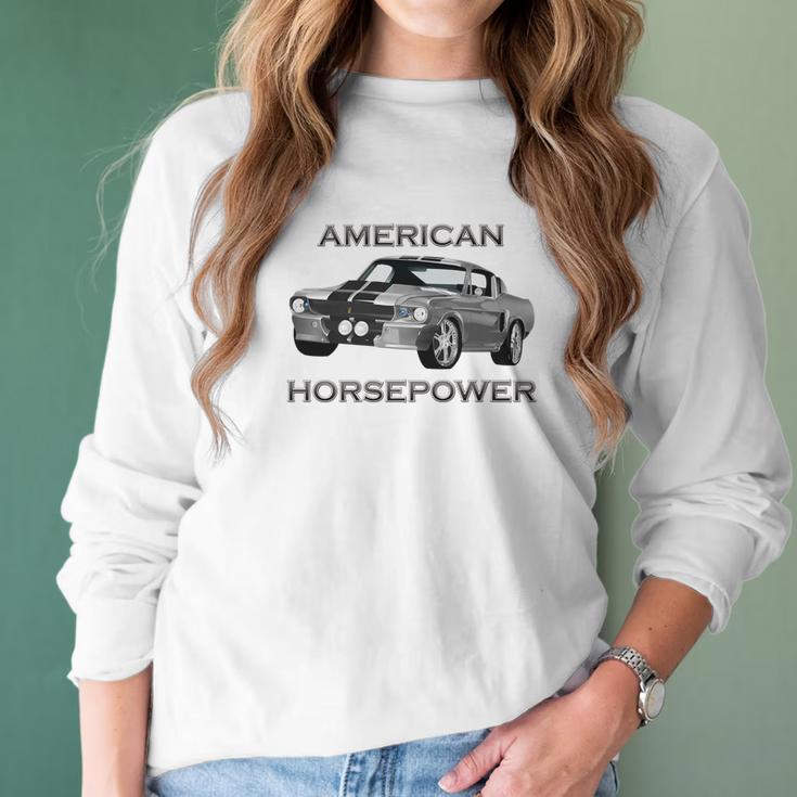 American Horsepower Muscle Car Hot Rod Pony Car Women Long Sleeve Tshirt