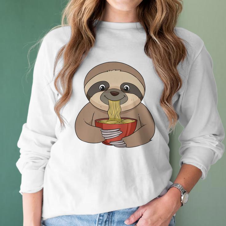 Anime Sloth Ramen Noodles Women Anime Women Long Sleeve Tshirt