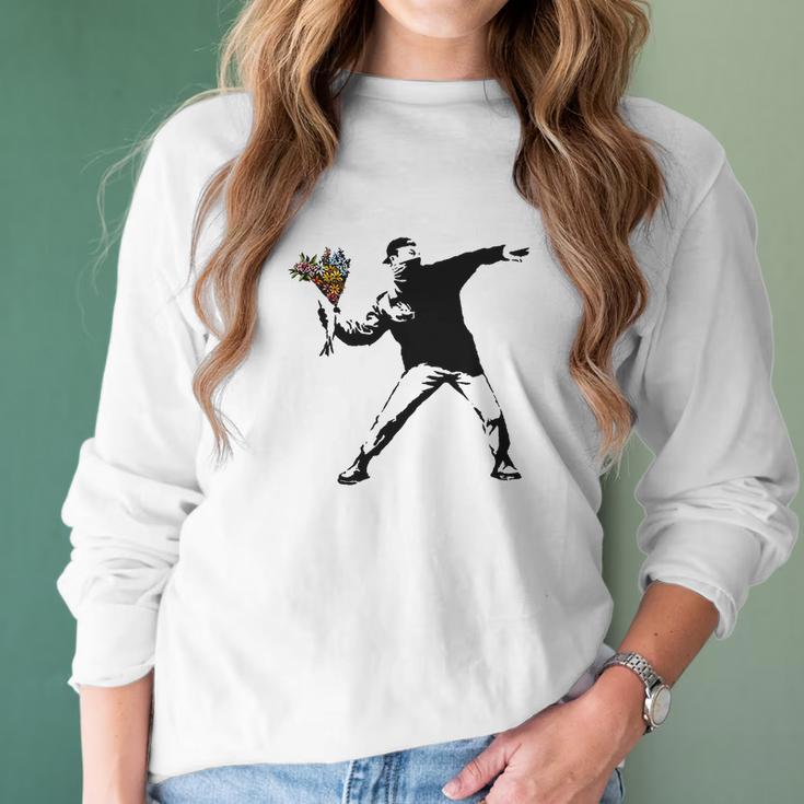 Banksy - Rage Flower Thrower Women Long Sleeve Tshirt