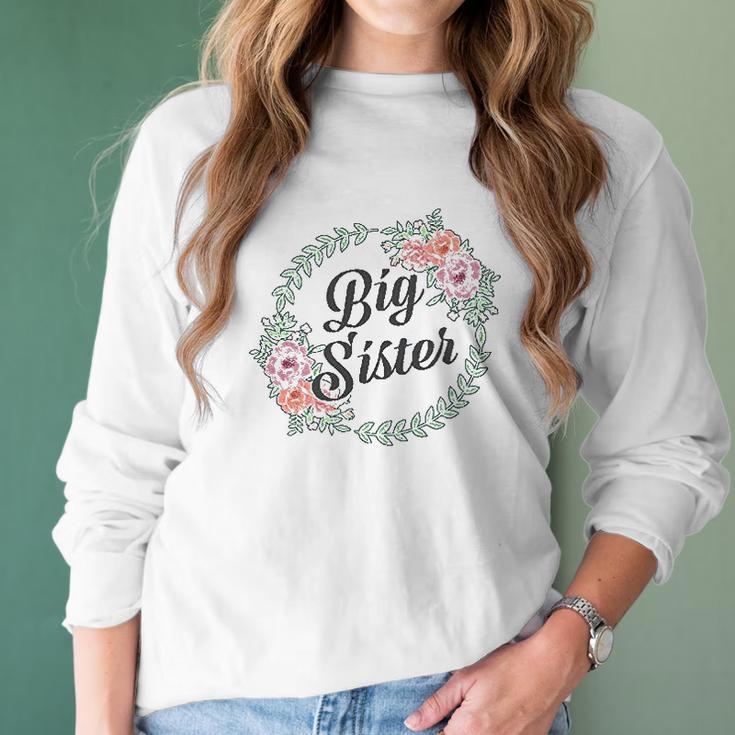 Big Sister With Flower Circle Infant Creeper Women Long Sleeve Tshirt