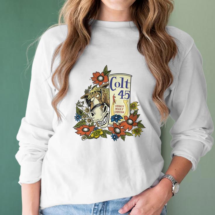 Colt 45 Stout Malt Liquor Donkey Shirt Women Long Sleeve Tshirt