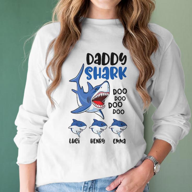 Daddy Shark Family Name Best Christmas Gifts For Dad Women Long Sleeve Tshirt