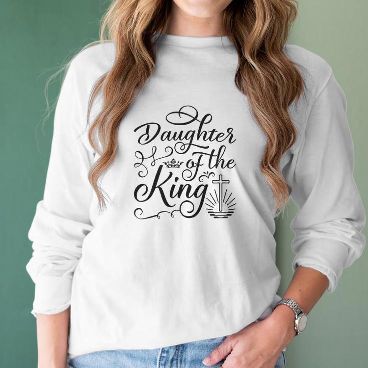 Daughter Of The King Jesus Royalty Crown Christian Women Long Sleeve Tshirt