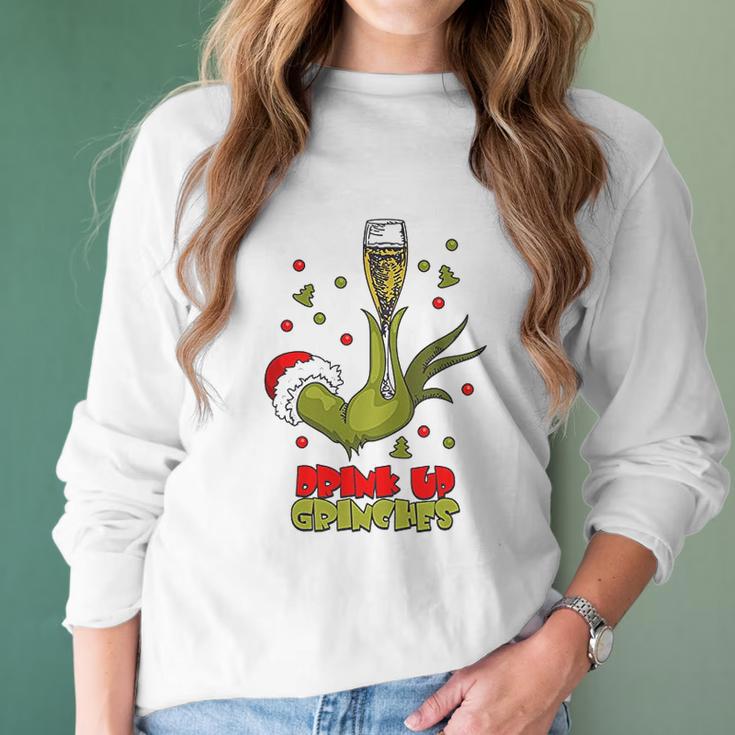 Drink Up Grinches Funny Christmas Drinking Women Long Sleeve Tshirt