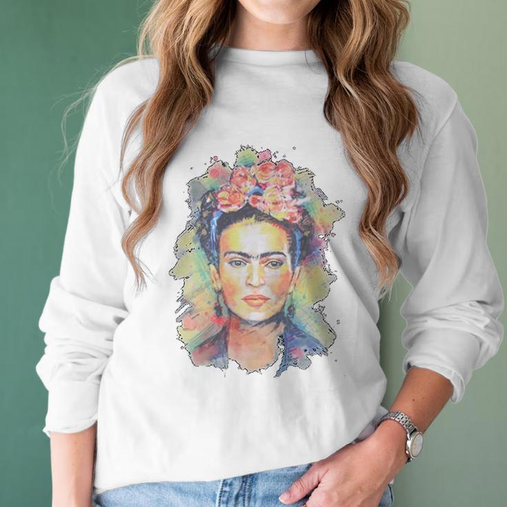 Frida Kahlo Floral Women Long Sleeve Tshirt