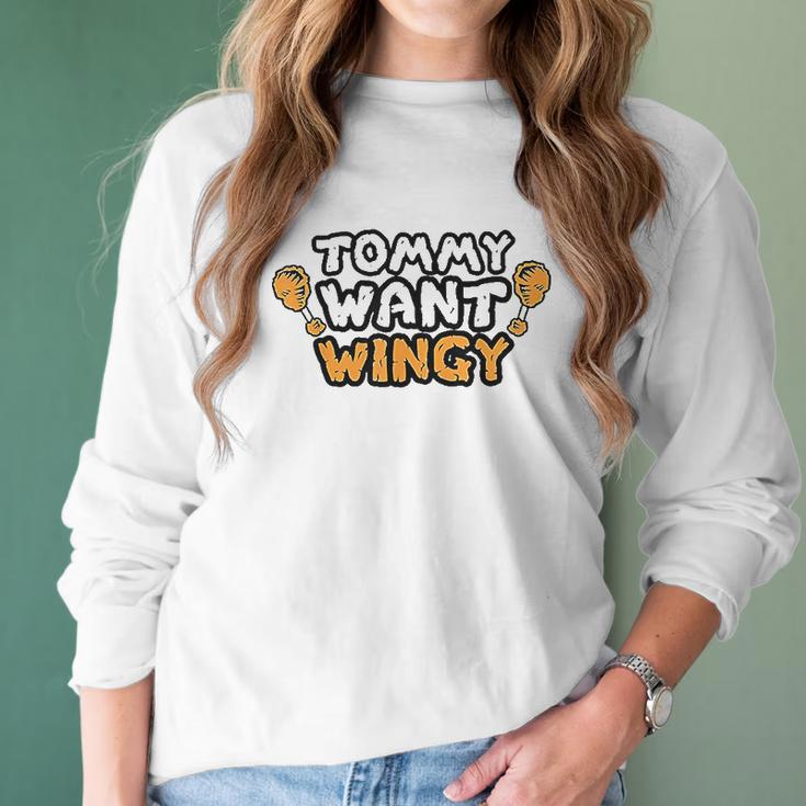 Funny Chicken Wing Tommy Want Wingy Women Long Sleeve Tshirt