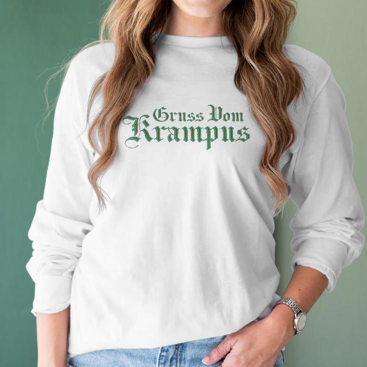 Gruss Vom Krampus Santas Demon Helper Christmas Women Long Sleeve Tshirt