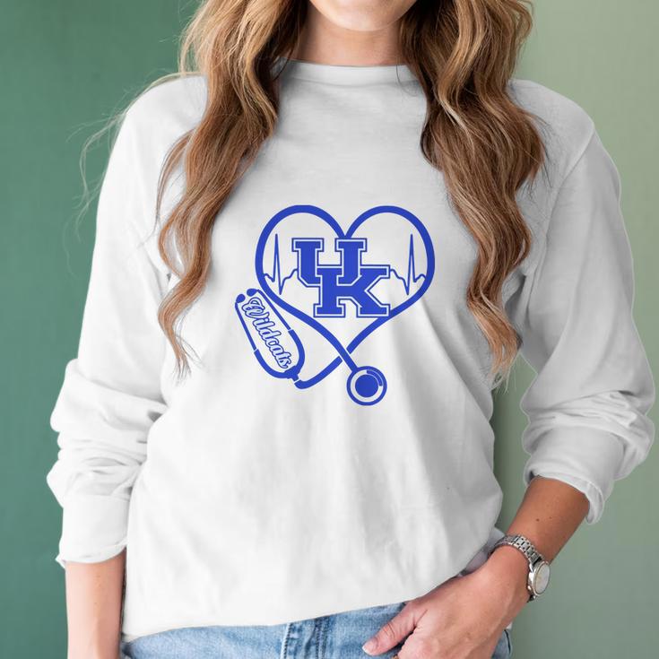 Heartbeat Love Kentucky Wildcats Nurse Women Long Sleeve Tshirt