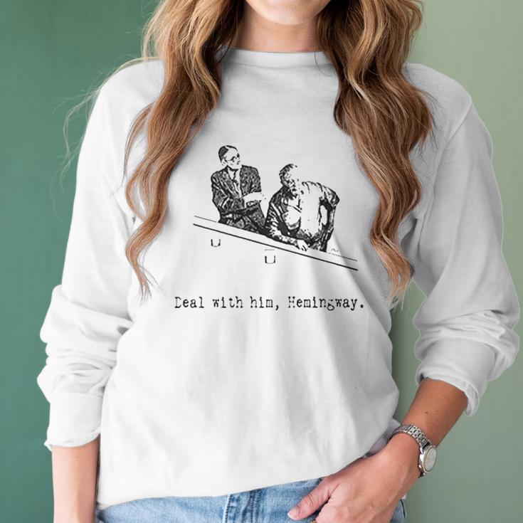 James Joyce X Ernest Hemingway Drunken Shenanigans Painting Classic Women Long Sleeve Tshirt