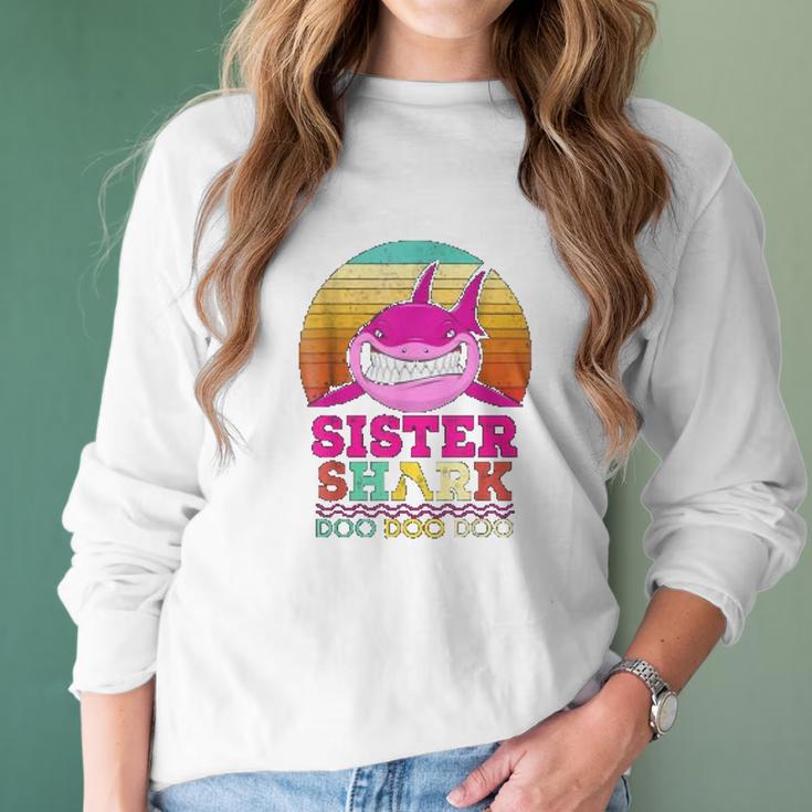 Kids Sister Baby Shark Women Long Sleeve Tshirt