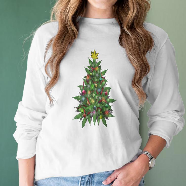 Marijuana Christmas Tree Women Long Sleeve Tshirt