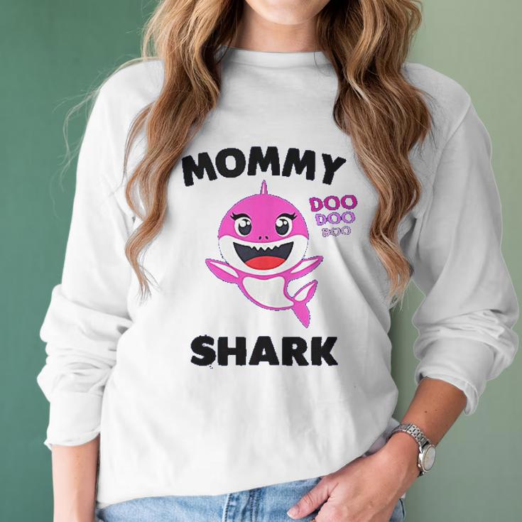 Mommy Shark Gift For Mom Shark Baby Cute Matching Family Women Long Sleeve Tshirt