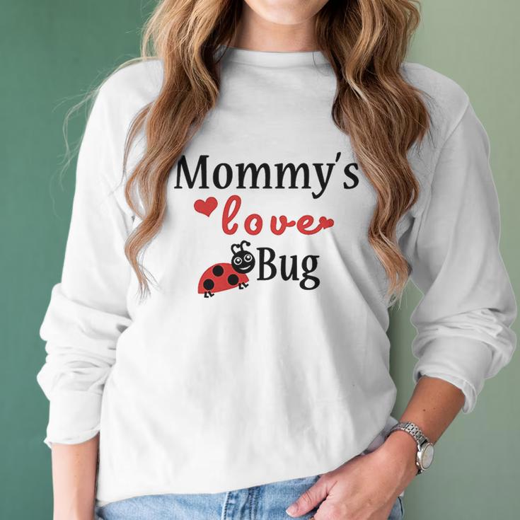 Mommys Love Bug White Puppy Dog Women Long Sleeve Tshirt