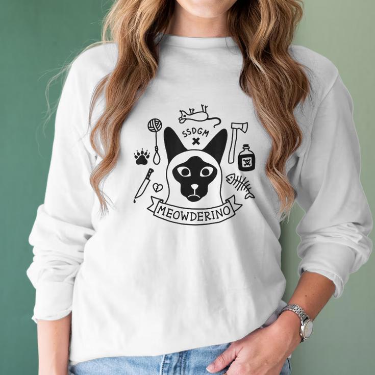 Murderino Meowderino Cat Lady Women Long Sleeve Tshirt