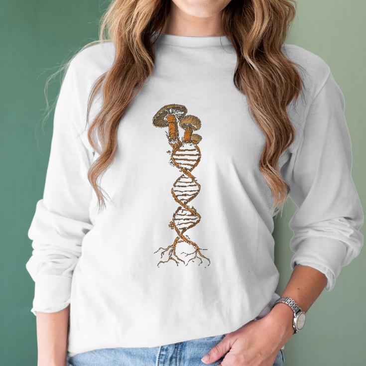 Mushroom Dna Mycology Shroom Hunter Fungi Foraging Mushrooms Women Long Sleeve Tshirt