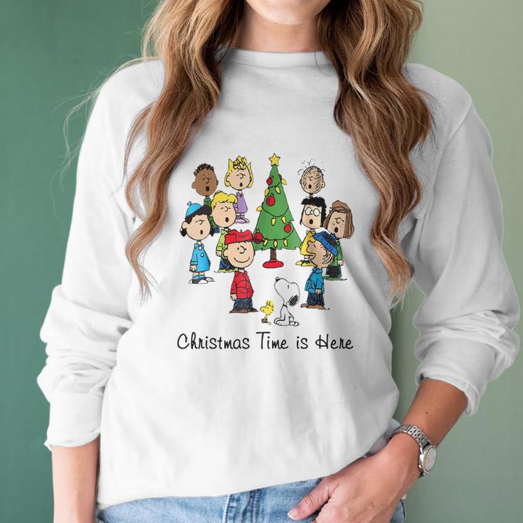 Peanuts Christmas Time Is Here Shirt Women Long Sleeve Tshirt