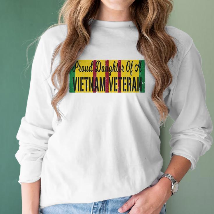 Proud Daughter Of A Vietnam Veteran Us War Service Ribbon Women Long Sleeve Tshirt