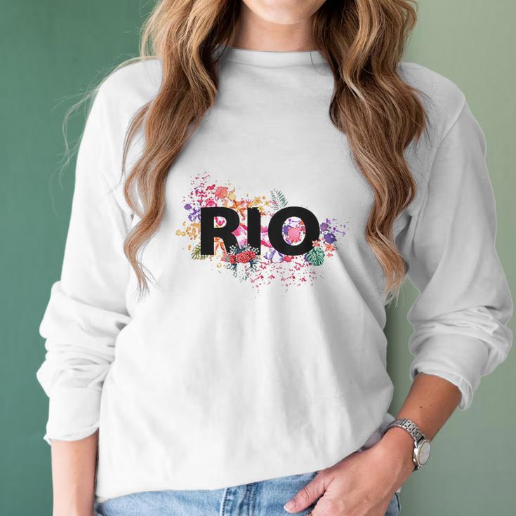 Rio De Janeiro Brazil Vacation With Tropical Hibiscus Flower Women Long Sleeve Tshirt