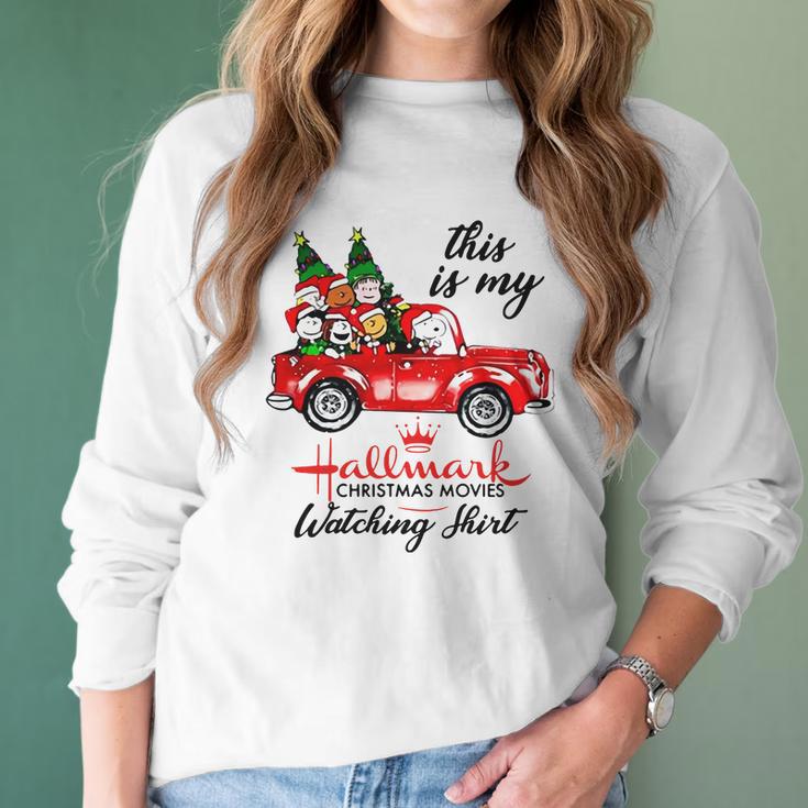 Snoopy Hallmark Christmas Movie Watching Women Long Sleeve Tshirt