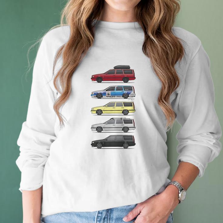 Stack Of Volvo 850R T5 Wagons Womens T-Shirts Women Long Sleeve Tshirt