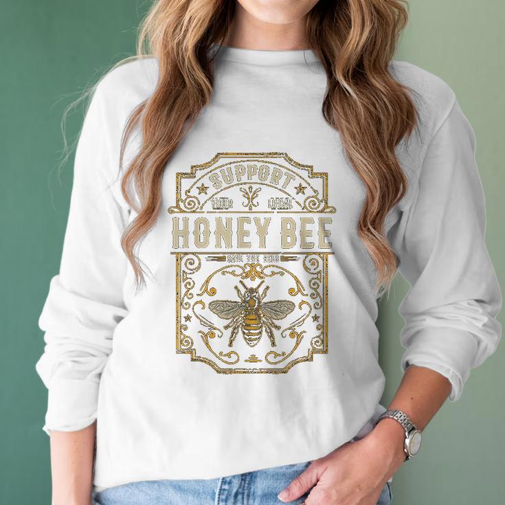 Support Your Local Honey Bee Save The Bees Vintage Women Long Sleeve Tshirt