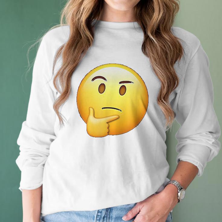 Thinking Emoji Funny Sarcastic Smiley Emoji Women Long Sleeve Tshirt