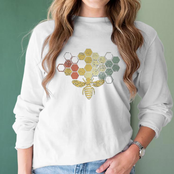 Vintage Beekeeper Honey Bee Women Long Sleeve Tshirt