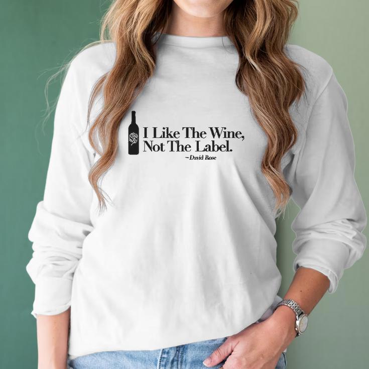 I Like The Wine Not The Label David Rose Missy Fit Ladies Women Long Sleeve Tshirt