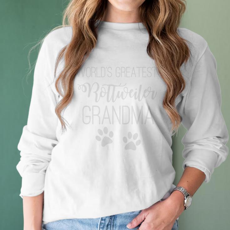 Worlds Greatest Rottweiler Grandma Love My Dog Paw _Extract Women Long Sleeve Tshirt