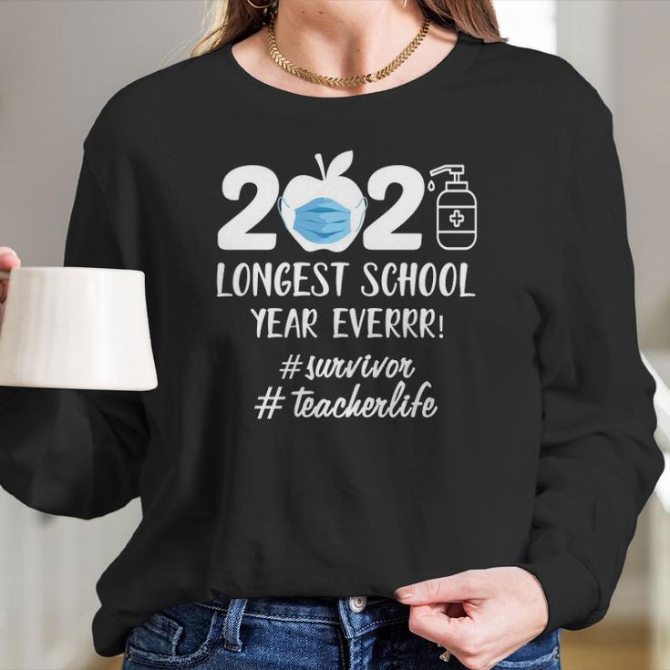 2021 Longest School Year Ever Survivor Teacher Life Face Mask Apple Women Long Sleeve Tshirt