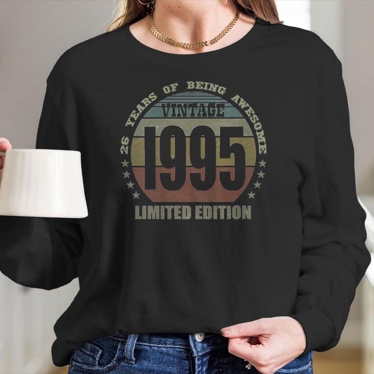 Womens 26 Years Old Gifts Vintage 1995 Limited Edition 26Th Birthday V-Neck Women Long Sleeve Tshirt