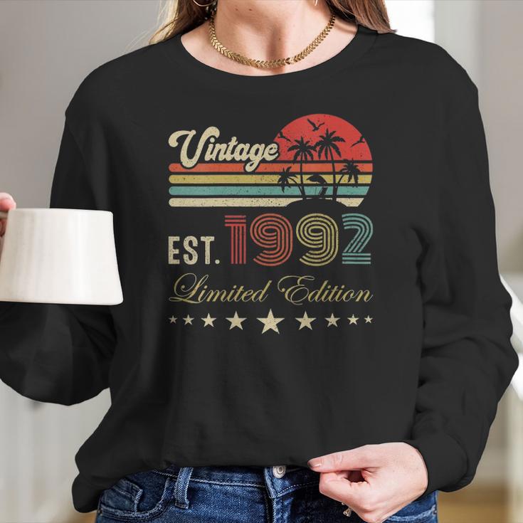 Womens 30Th Birthday Born 1992 Vintage Limited Edition 30 Birthday V-Neck Women Long Sleeve Tshirt