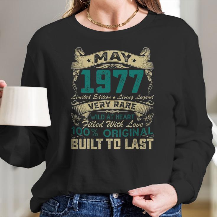 44Th Birthday Decorations May 1977 Men Women 44 Years Old Women Long Sleeve Tshirt