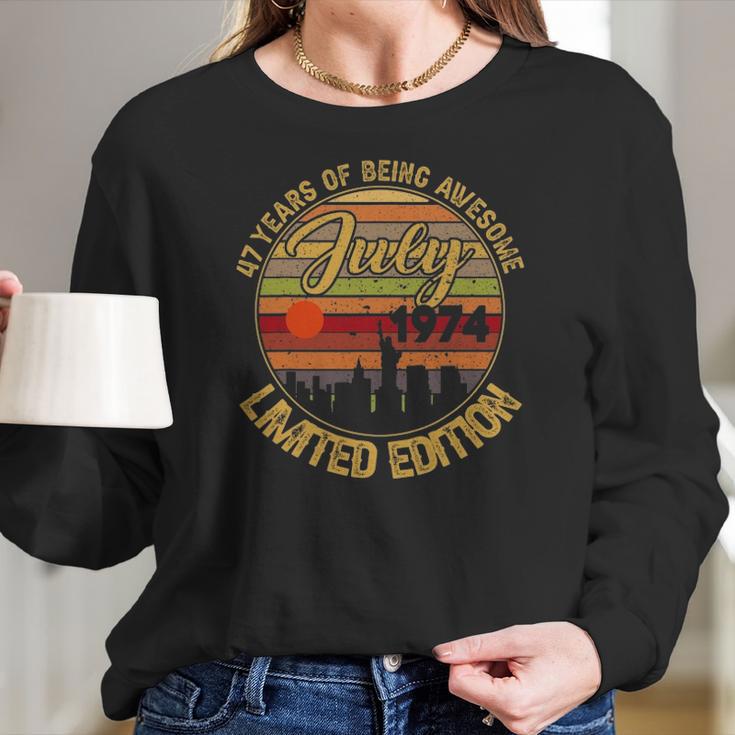 47Th Birthday Decoration July 1974 Men Women 47 Years Old Women Long Sleeve Tshirt