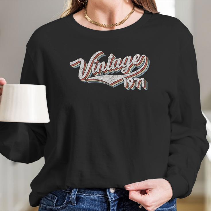 50Th Birthday Gift Vintage 1971 Retro Birthday Women Long Sleeve Tshirt