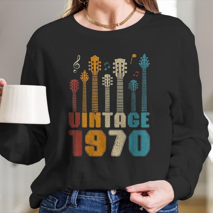 50Th Birthday Gifts Vintage 1970 Guitarist Guitar Lovers Women Long Sleeve Tshirt