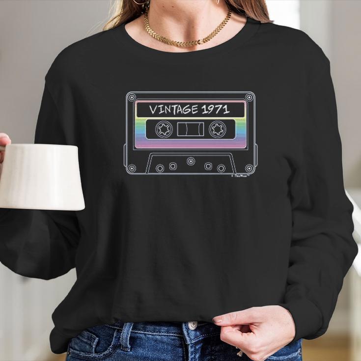 50Th Birthday Gifts Vintage 1971 Cassette Tape Women Long Sleeve Tshirt