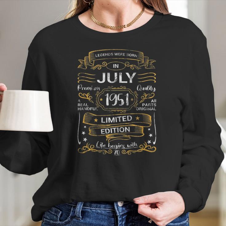 70Th Birthday Legends Were Born July 1951 70 Years Old Women Long Sleeve Tshirt