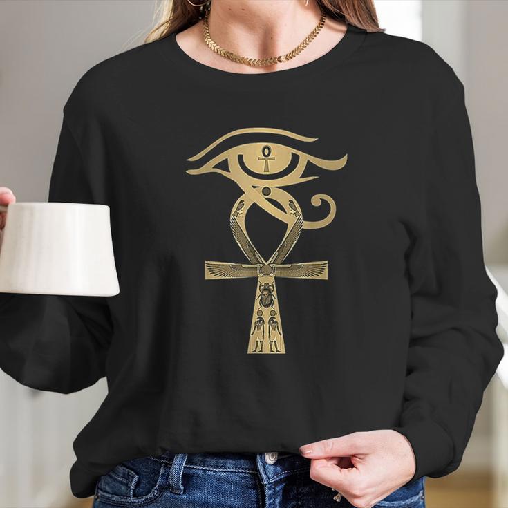 Ancient Egypt Egyptian God Horus Kemetic Heru Women Long Sleeve Tshirt