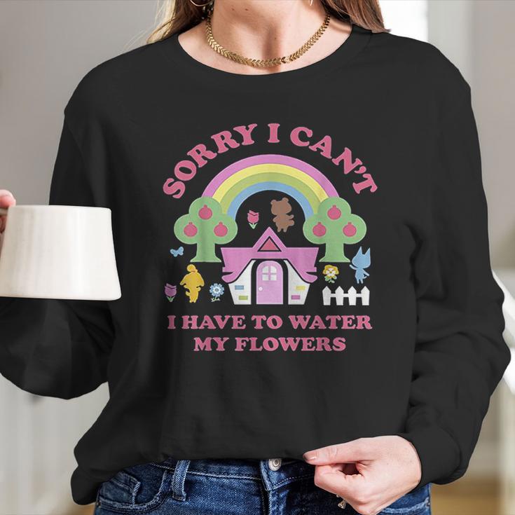 Animal Crossing Sorry I Cant I Have To Water My Flowers Women Long Sleeve Tshirt