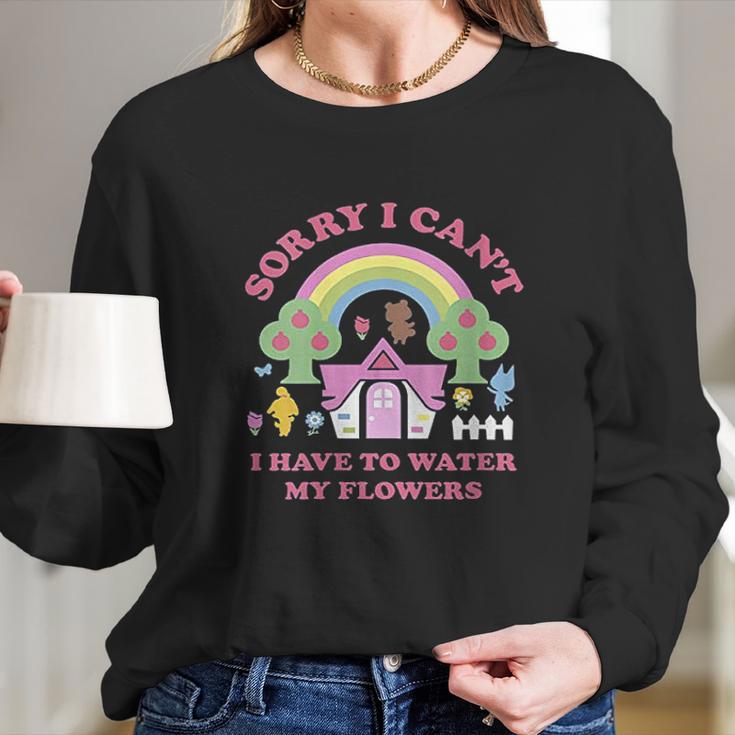 Womens Animal Crossing Sorry I Cant I Have To Water My Flowers Women Long Sleeve Tshirt