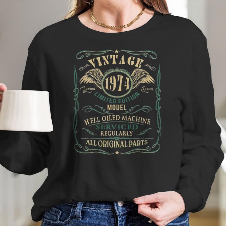 August 1974 47Th Birthday Gift 47 Years Old Men Women Women Long Sleeve Tshirt