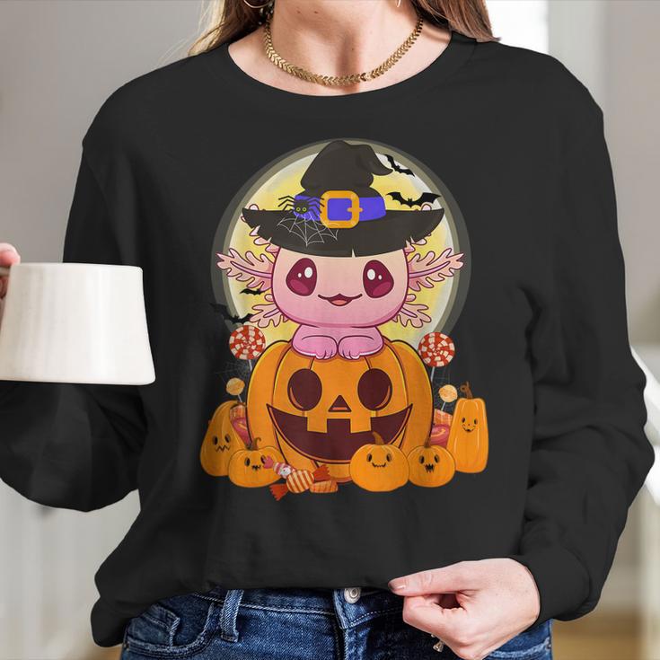 Axolotl Halloween Costume Pumpkin Pastel Goth Kawaii Anime Men Women T-Shirt Graphic Print Casual Unisex Tee Women Long Sleeve Tshirt