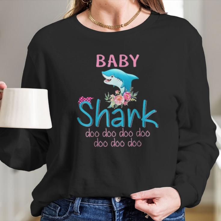 Baby Shark Doo Doo Doo Floral Women Long Sleeve Tshirt