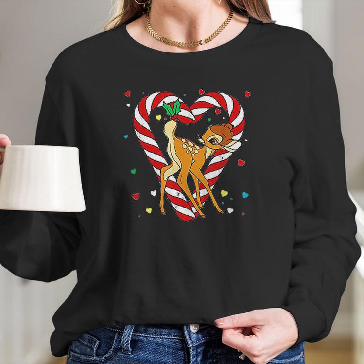 Bambi Candy Cane Christmas Women Long Sleeve Tshirt