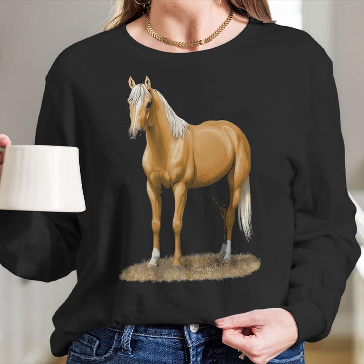 Beautiful Palomino Quarter HorseWomen Long Sleeve Tshirt